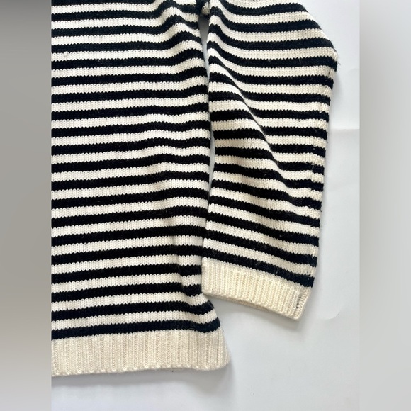 BLACK AND WHITE STRIPED KNIT HIGH NECK SWEATER - Picture 2 of 6